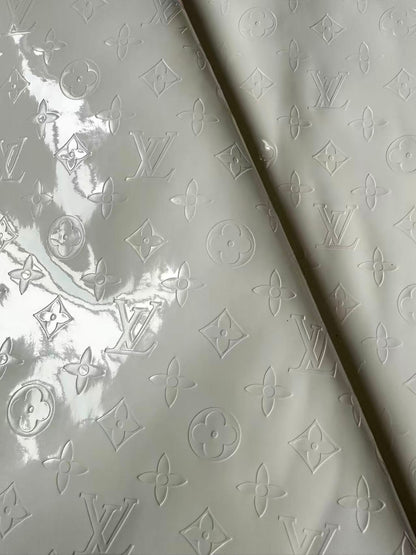 Bright White Embossed LV Lacquer Leather For Handmade shoes,bags ,furniture customized By Yards