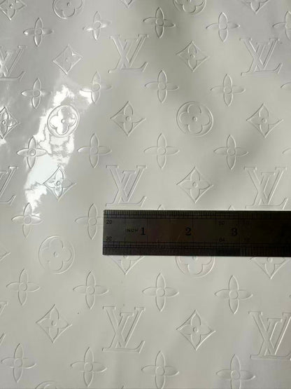 Bright White Embossed LV Lacquer Leather For Handmade shoes,bags ,furniture customized By Yards
