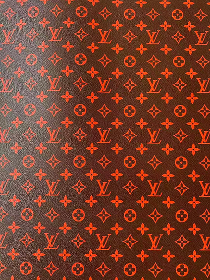 Fashion Orange With Burnt Brown LV Vinyl Leather for Handmade Shoes ,Bags,Handicraft Goods By Yard