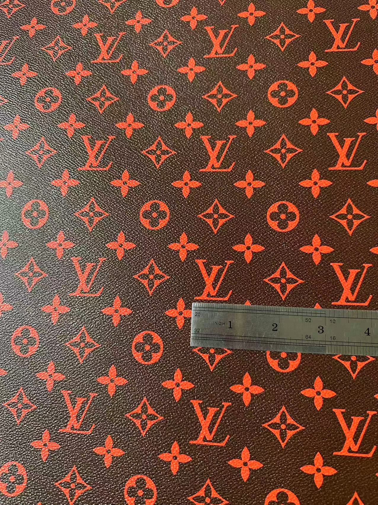 Fashion Orange With Burnt Brown LV Vinyl Leather for Handmade Shoes ,Bags,Handicraft Goods By Yard