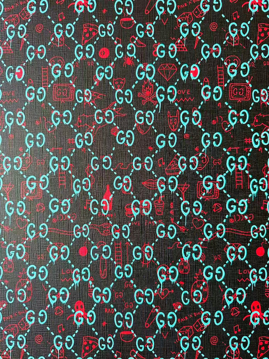 Craft Gucci Animal With Fruit Design Leather Fabric For Handmade Shoes , Upholstery Goods By Yard