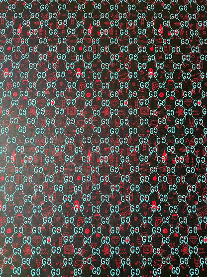 Craft Gucci Animal With Fruit Design Leather Fabric For Handmade Shoes , Upholstery Goods By Yard