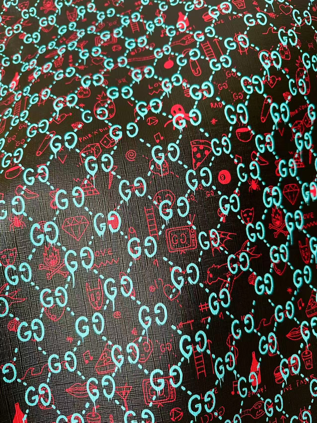 Craft Gucci Animal With Fruit Design Leather Fabric For Handmade Shoes , Upholstery Goods By Yard