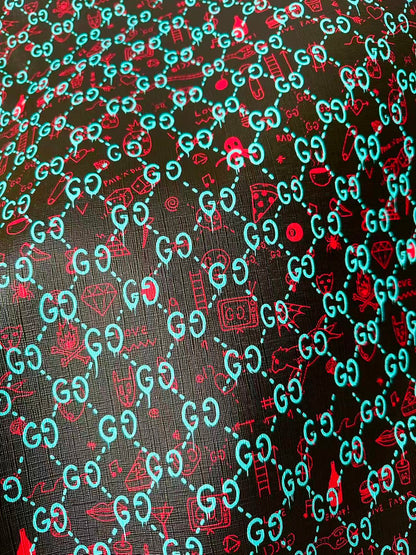 Craft Gucci Animal With Fruit Design Leather Fabric For Handmade Shoes , Upholstery Goods By Yard