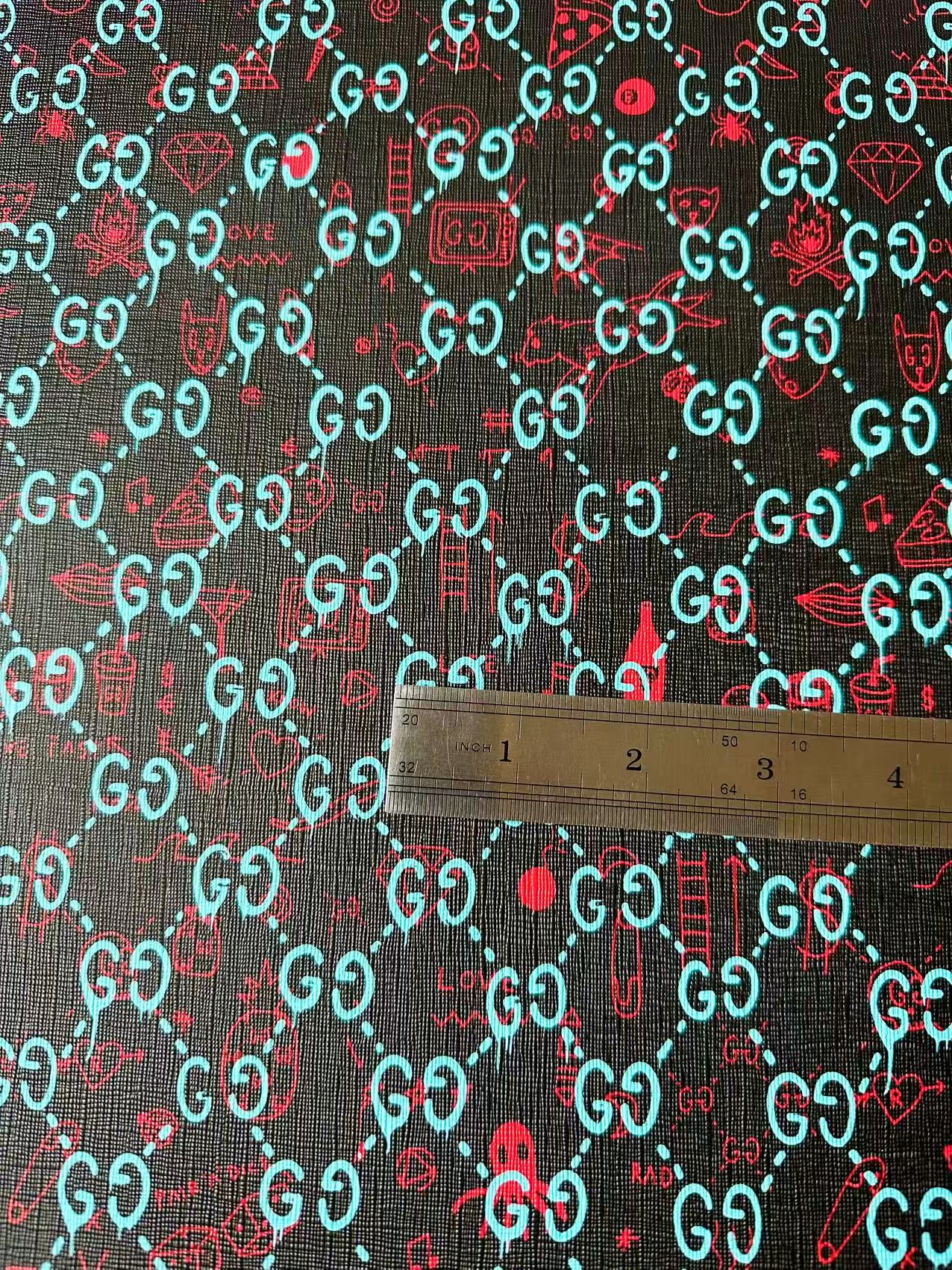 Craft Gucci Animal With Fruit Design Leather Fabric For Handmade Shoes , Upholstery Goods By Yard