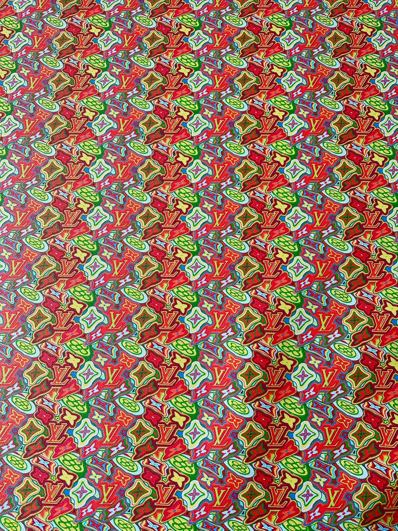 Classic LV Vinyl Geometric Leather Case Fabric For Handmade Bag ,Shoes,Sneaker Fabric By Yard