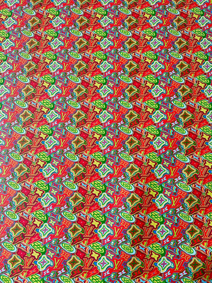 Classic LV Vinyl Geometric Leather Case Fabric For Handmade Bag ,Shoes,Sneaker Fabric By Yard