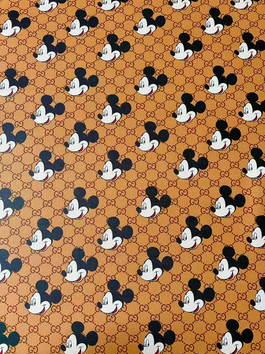 Fashion Gucci With Mickey Mouse Leather Fabric For Handmade Shoes, Sneaker ,Upholstery Goods By Yard