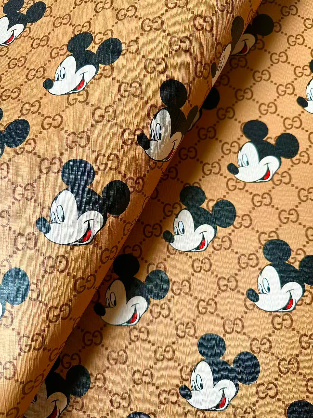 Fashion Gucci With Mickey Mouse Leather Fabric For Handmade Shoes, Sneaker ,Upholstery Goods By Yard