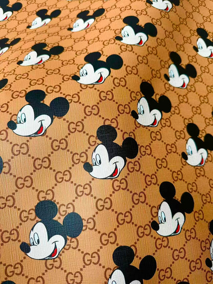 Fashion Gucci With Mickey Mouse Leather Fabric For Handmade Shoes, Sneaker ,Upholstery Goods By Yard