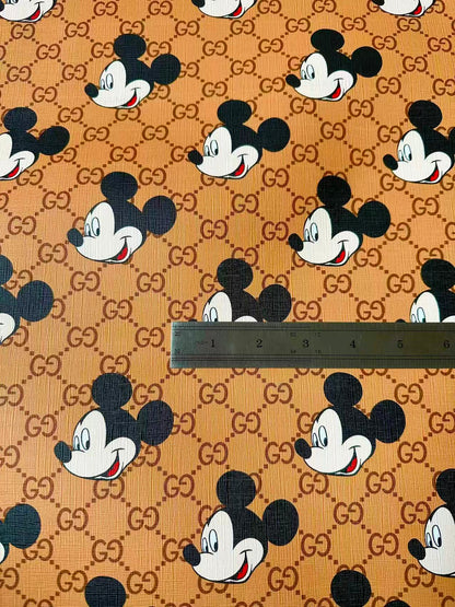 Fashion Gucci With Mickey Mouse Leather Fabric For Handmade Shoes, Sneaker ,Upholstery Goods By Yard