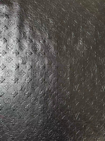 Craft LV Elephant Texture Leather Fabric For Handmade Sneaker ,Shoes,Bag ,Handicraft Goods (Black)