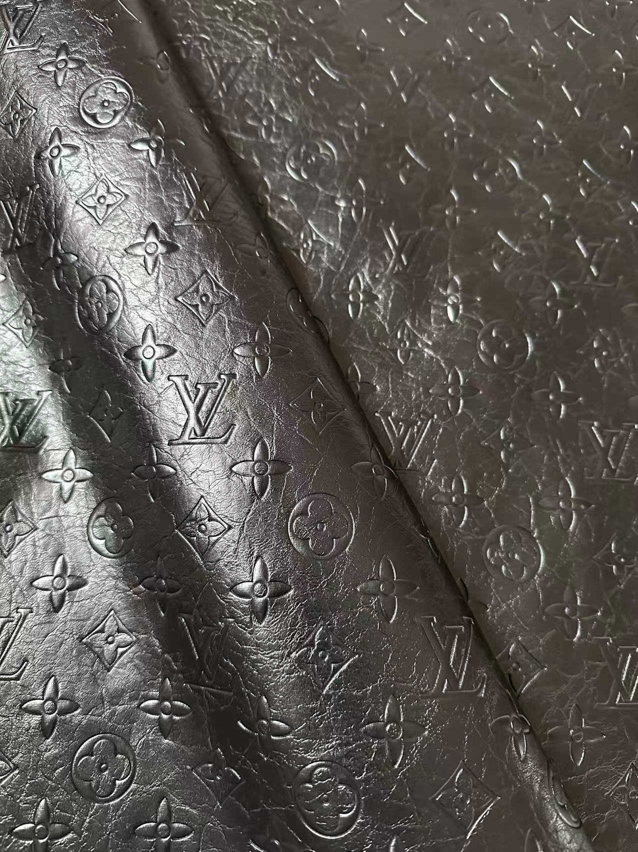 Craft LV Elephant Texture Leather Fabric For Handmade Sneaker ,Shoes,Bag ,Handicraft Goods (Black)