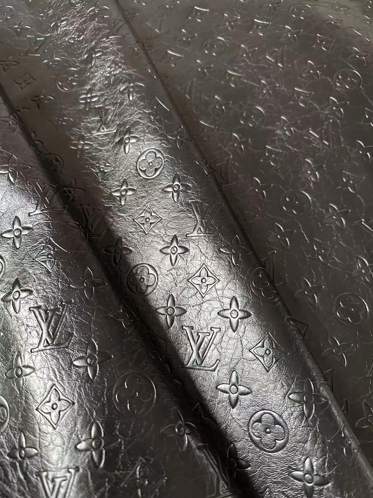 Craft LV Elephant Texture Leather Fabric For Handmade Sneaker ,Shoes,Bag ,Handicraft Goods (Black)