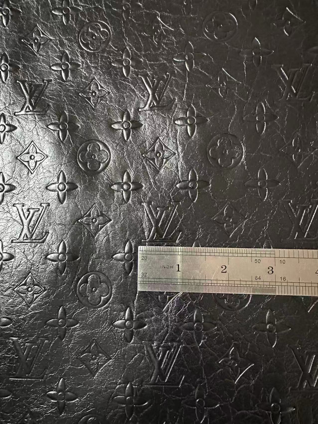 Craft LV Elephant Texture Leather Fabric For Handmade Sneaker ,Shoes,Bag ,Handicraft Goods (Black)