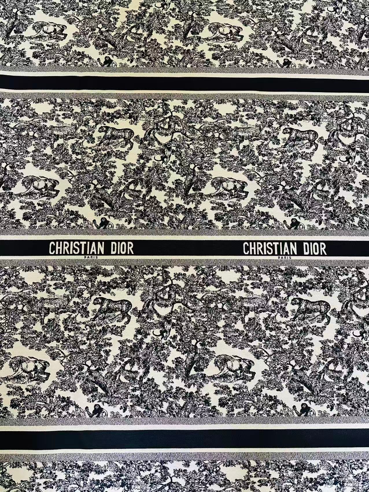 Best Quality Dior With Animal Canvas Jacquard Cloth Fabric For Handmade Sewing ,Furniture,Upholstery Goods By Yard (Black)