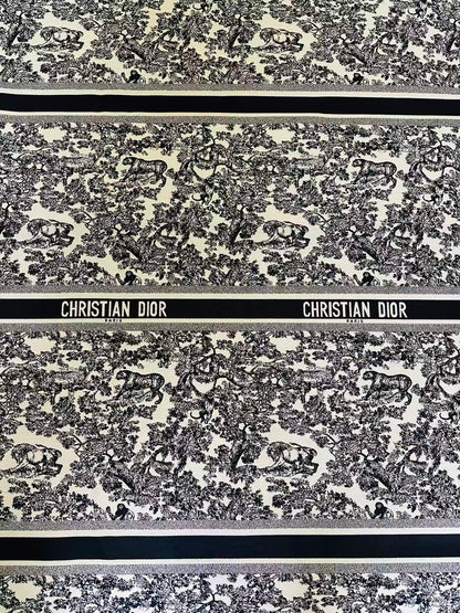 Best Quality Dior With Animal Canvas Jacquard Cloth Fabric For Handmade Sewing ,Furniture,Upholstery Goods By Yard (Black)