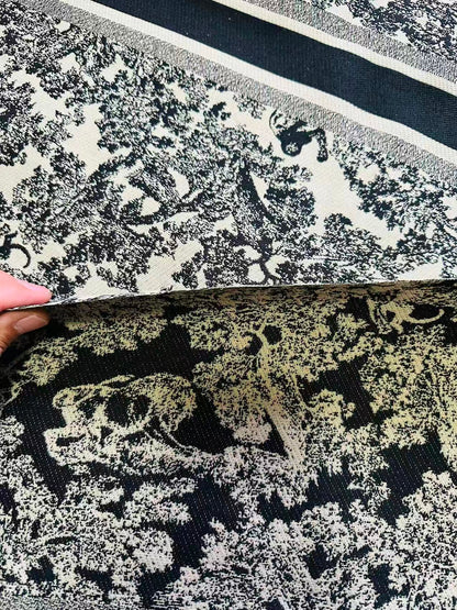 Best Quality Dior With Animal Canvas Jacquard Cloth Fabric For Handmade Sewing ,Furniture,Upholstery Goods By Yard (Black)