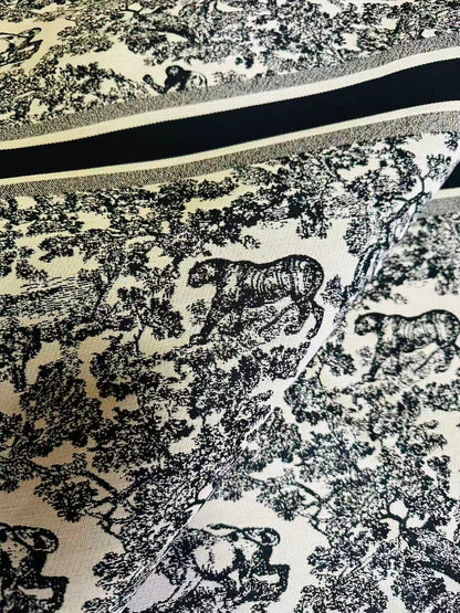 Best Quality Dior With Animal Canvas Jacquard Cloth Fabric For Handmade Sewing ,Furniture,Upholstery Goods By Yard (Black)