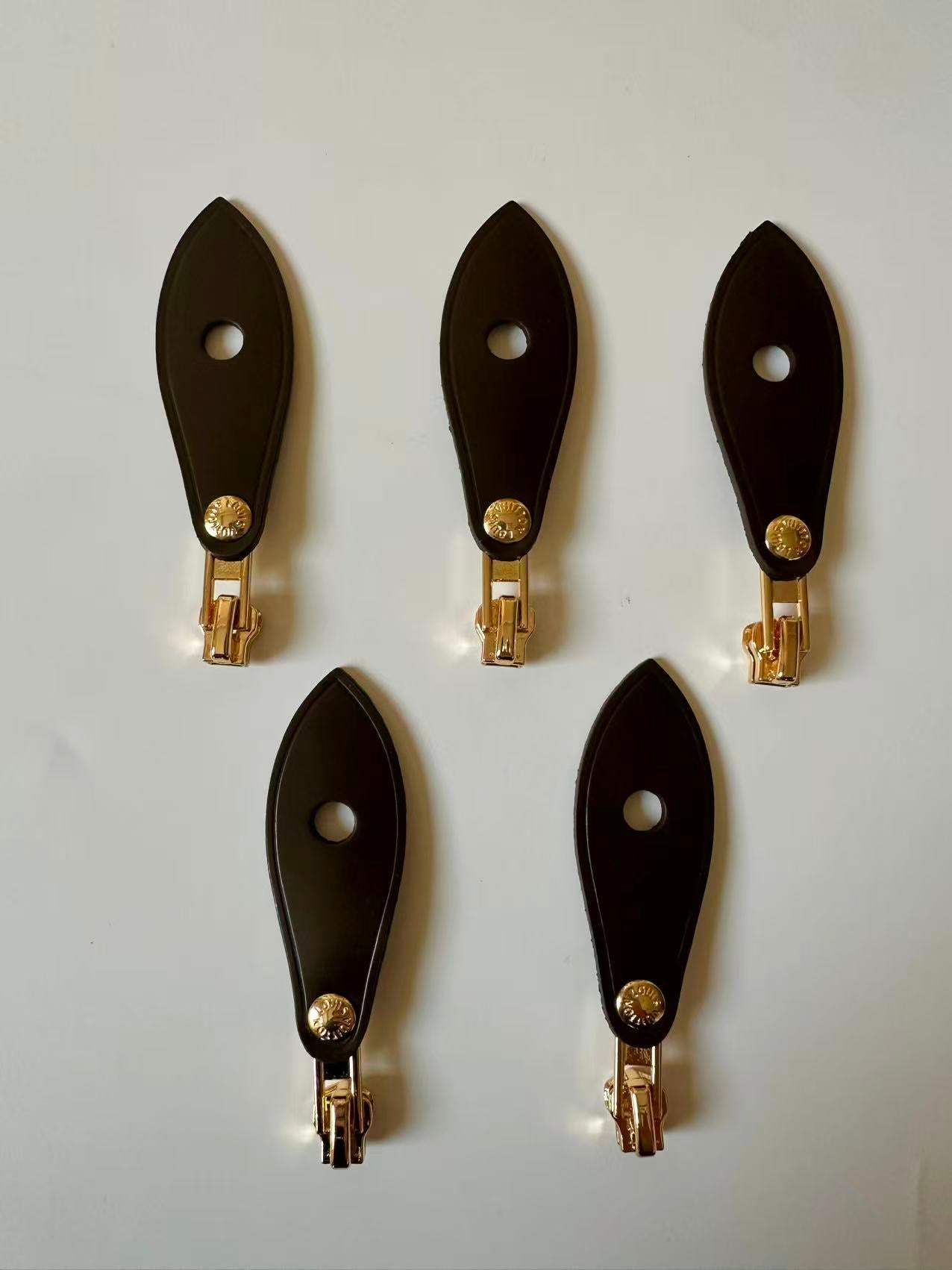 Classic Genuine Leather LV #5 Zipper Head For Handmade Bag Handicraft Goods(Dark Brown)