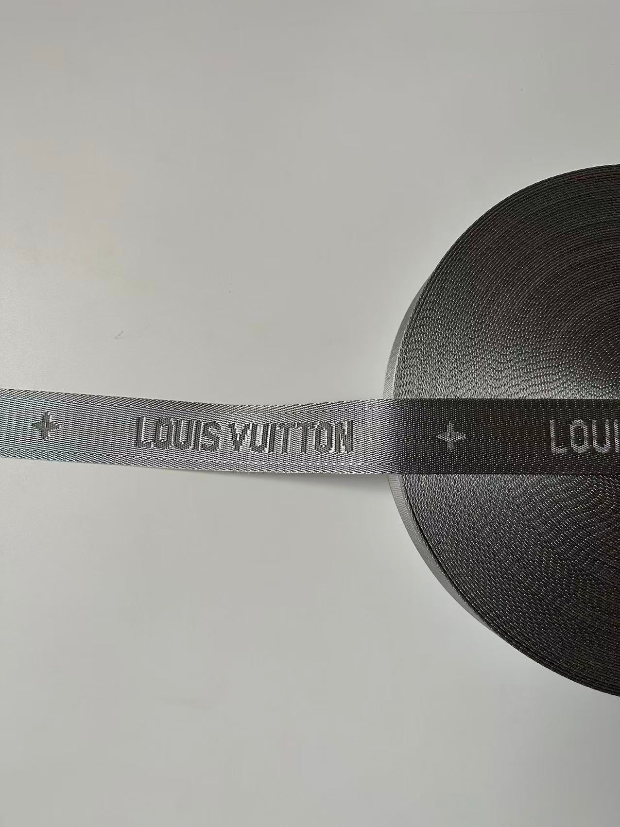Craft LV 1.5 Inch Handmade Trim Embroidered Gray Stripe Ribbon By Yard