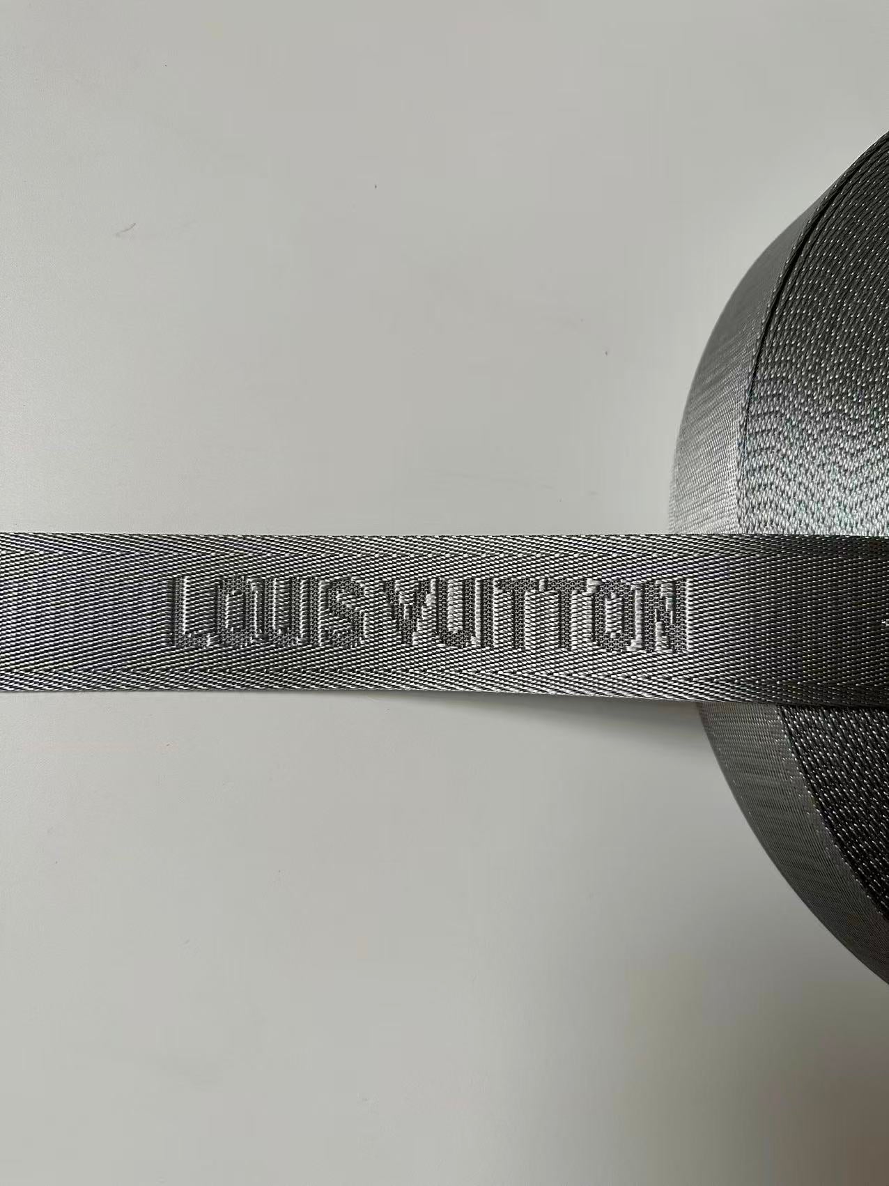 Craft LV 1.5 Inch Handmade Trim Embroidered Gray Stripe Ribbon By Yard