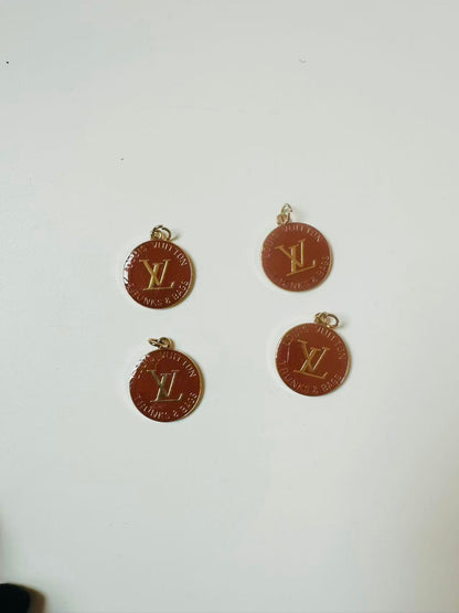 Craft 30MM LV Metal Pendant Accessory For Handmade DIY Goods(Brown)