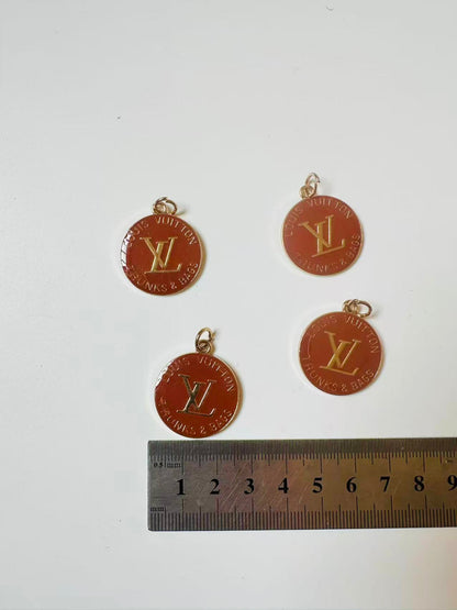 Craft 30MM LV Metal Pendant Accessory For Handmade DIY Goods(Brown)