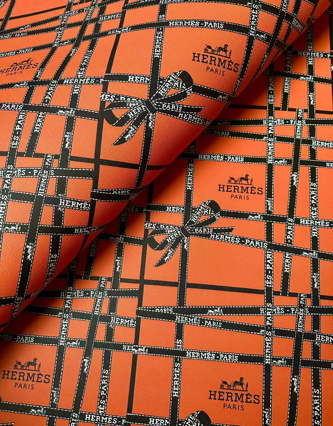 Fashion Hermes With Bow Design Leather Fabric For Handmade Shoes, Upholstery Goods By Yard