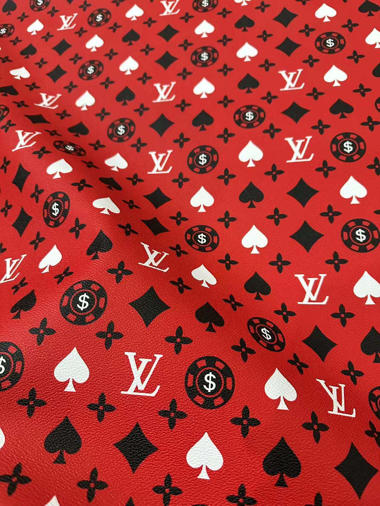 Craft Playing Cards With LV Leather Fabric For Handmade Shoes, Sneaker Handicraft Goods By Yard