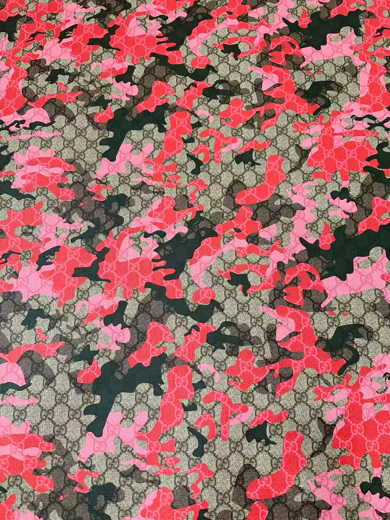 Fashion Gucci With Camouflage Leather Fabric For Handmade Shoes, Upholstery Goods By Yard(Red)