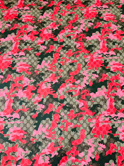 Fashion Gucci With Camouflage Leather Fabric For Handmade Shoes, Upholstery Goods By Yard(Red)