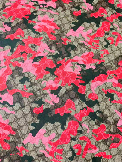 Fashion Gucci With Camouflage Leather Fabric For Handmade Shoes, Upholstery Goods By Yard(Red)
