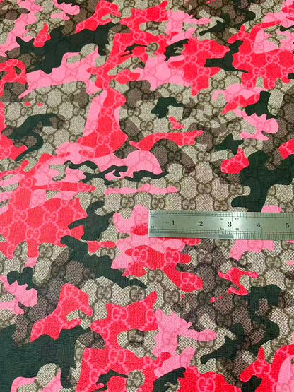Fashion Gucci With Camouflage Leather Fabric For Handmade Shoes, Upholstery Goods By Yard(Red)