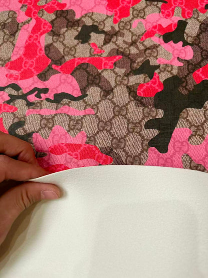 Fashion Gucci With Camouflage Leather Fabric For Handmade Shoes, Upholstery Goods By Yard(Red)