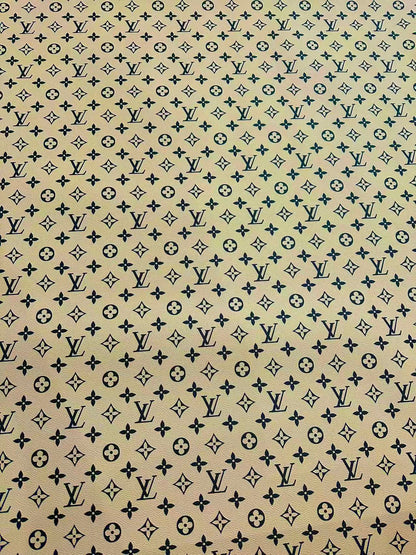 Fashion Beige With Black LV Vinyl Leather for Handmade Shoes ,Bags,Handicraft Goods By Yard