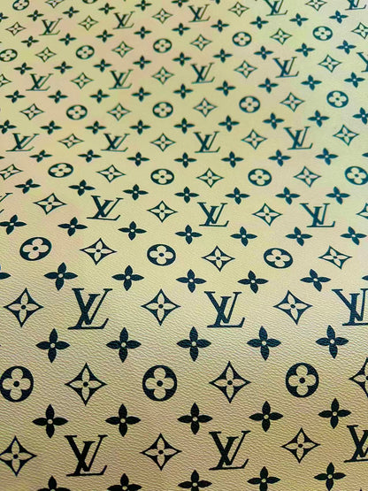 Fashion Beige With Black LV Vinyl Leather for Handmade Shoes ,Bags,Handicraft Goods By Yard