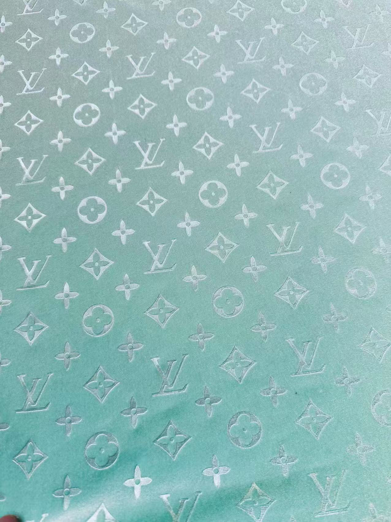 Popular Luxury LV Knitting Velvet Fabric For Handmade Sneaker,Car Upholstery and Apparel By Yard(Light Tiffany Blue)