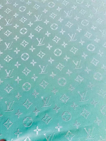 Popular Luxury LV Knitting Velvet Fabric For Handmade Sneaker,Car Upholstery and Apparel By Yard(Light Tiffany Blue)