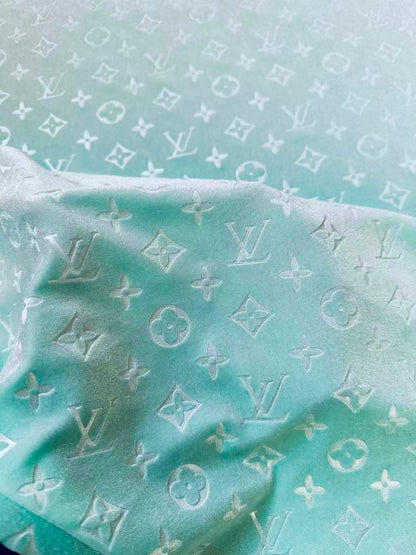 Popular Luxury LV Knitting Velvet Fabric For Handmade Sneaker,Car Upholstery and Apparel By Yard(Light Tiffany Blue)