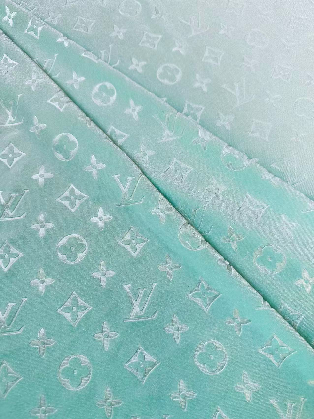 Popular Luxury LV Knitting Velvet Fabric For Handmade Sneaker,Car Upholstery and Apparel By Yard(Light Tiffany Blue)