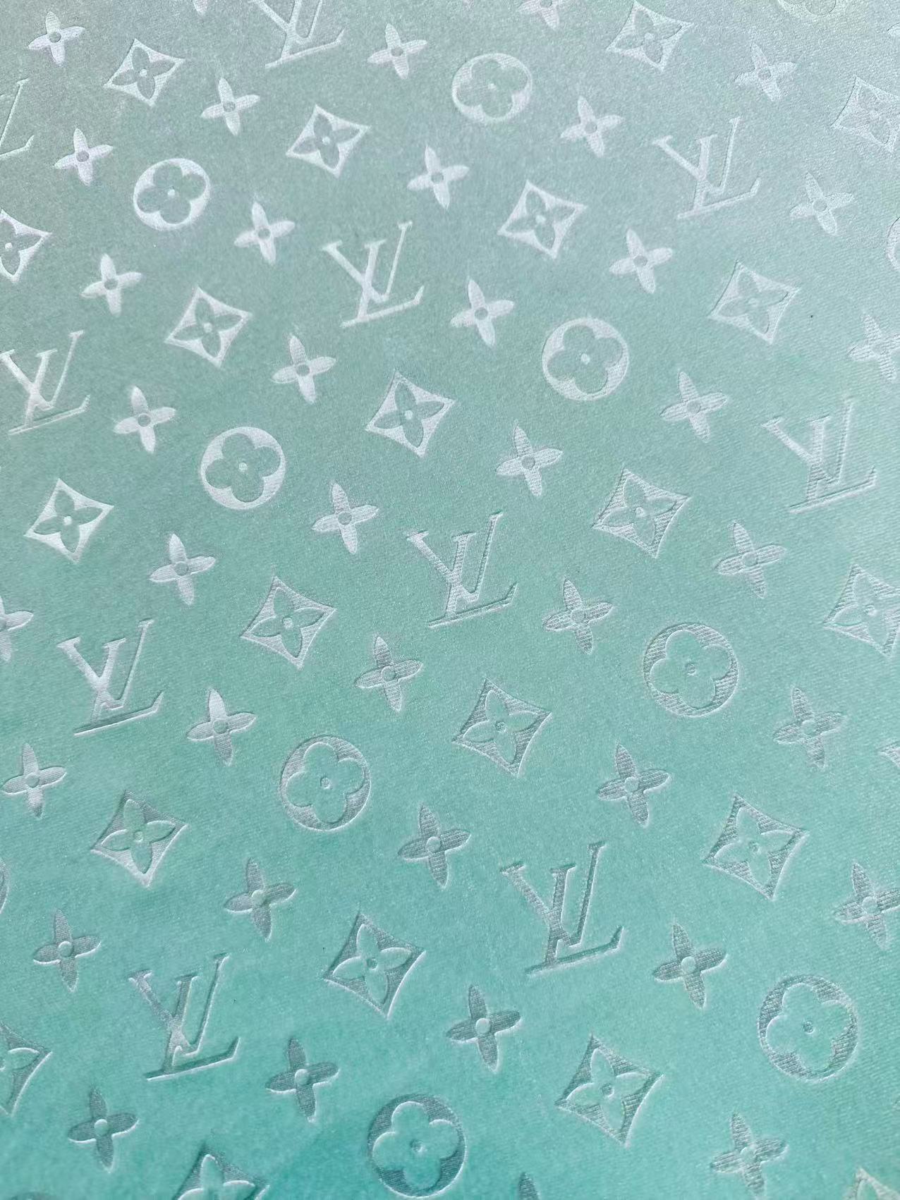 Popular Luxury LV Knitting Velvet Fabric For Handmade Sneaker,Car Upholstery and Apparel By Yard(Light Tiffany Blue)