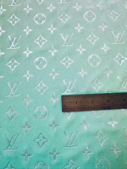 Popular Luxury LV Knitting Velvet Fabric For Handmade Sneaker,Car Upholstery and Apparel By Yard(Light Tiffany Blue)
