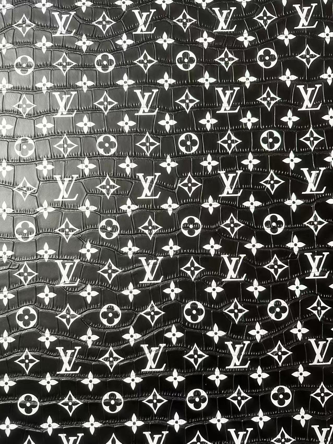 Craft LV Crocodile Texture Alligator Leather Fabric For Handmade Sneaker, Bag Upholstery Goods By Yard (Black)