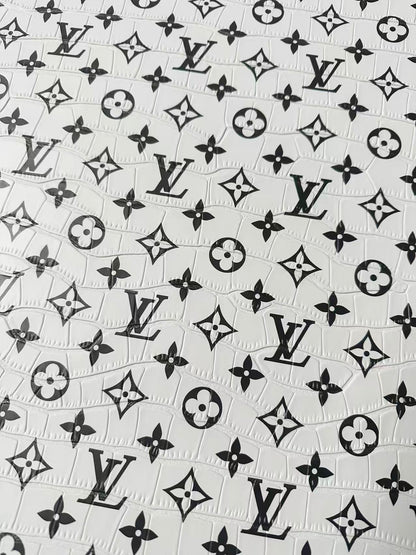 Craft LV Crocodile Texture Alligator Leather Fabric For Handmade Sneaker, Bag Upholstery Goods By Yard (White)