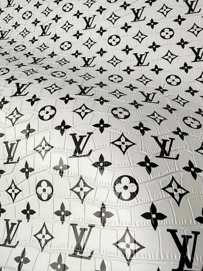 Craft LV Crocodile Texture Alligator Leather Fabric For Handmade Sneaker, Bag Upholstery Goods By Yard (White)