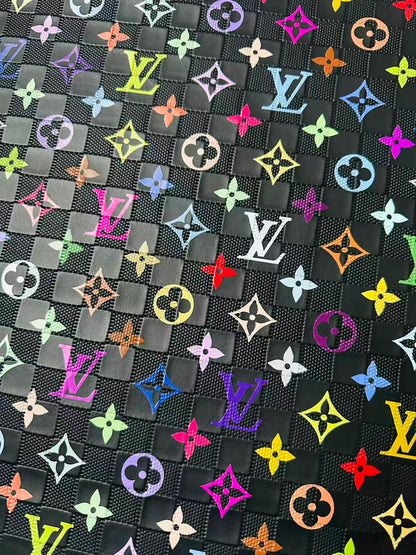 Fashion Monogram Plaid Colorful LV Embossed Leather For Handmade Shoes,Upholstery Goods By Yard