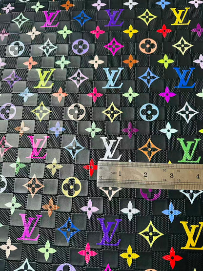 Fashion Monogram Plaid Colorful LV Embossed Leather For Handmade Shoes,Upholstery Goods By Yard