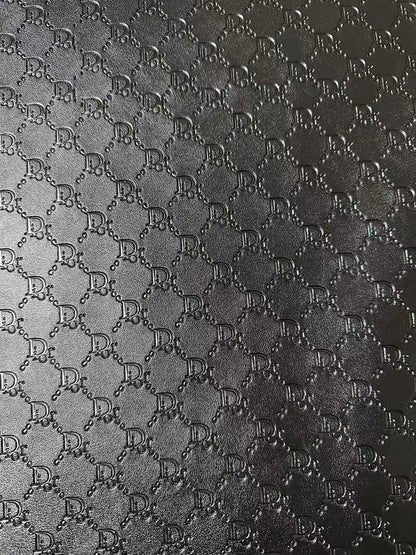 Craft Black Dior Embossed Leather Fabric For Handmade Sneaker,Car Upholstery Goods By Yard