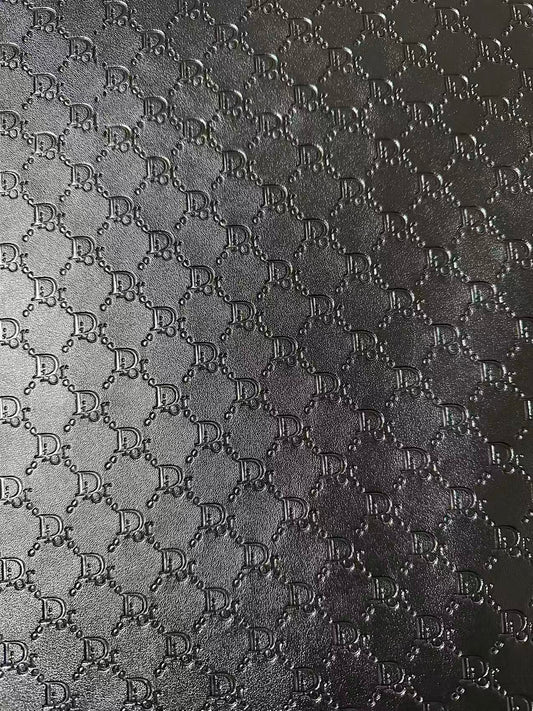 Craft Black Dior Embossed Leather Fabric For Handmade Sneaker,Car Upholstery Goods By Yard